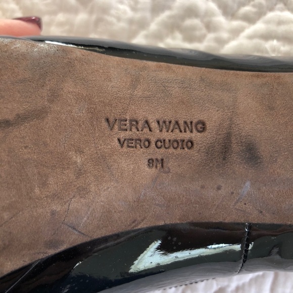 Vera Wang Lavender Black Patent Peep Toe Heels - Picture 7 of 13